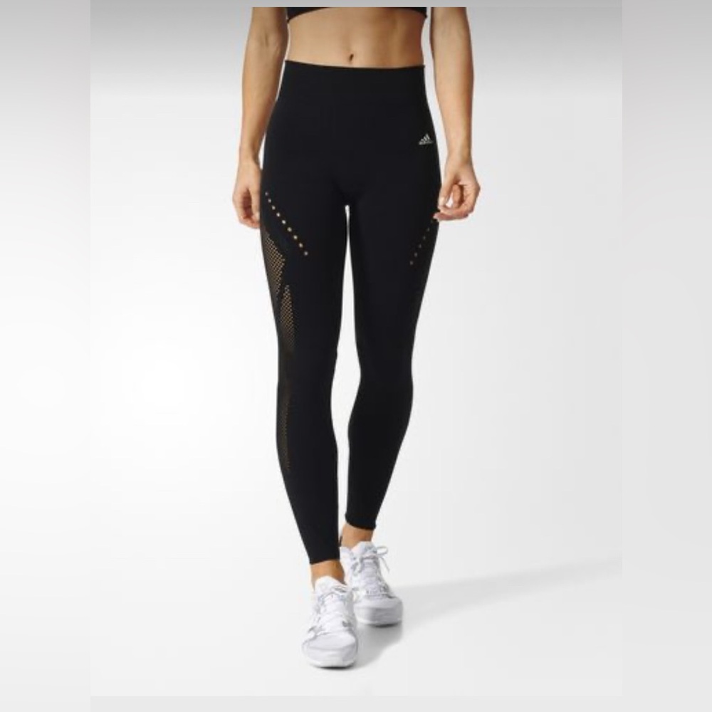 Adidas Black Warp Knit Leggings Small NWT